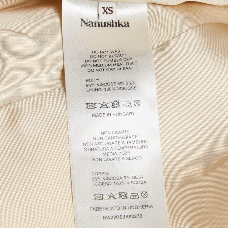 Pre Owned Nanushka Cream Tweed Waist Fitted Blazer XS