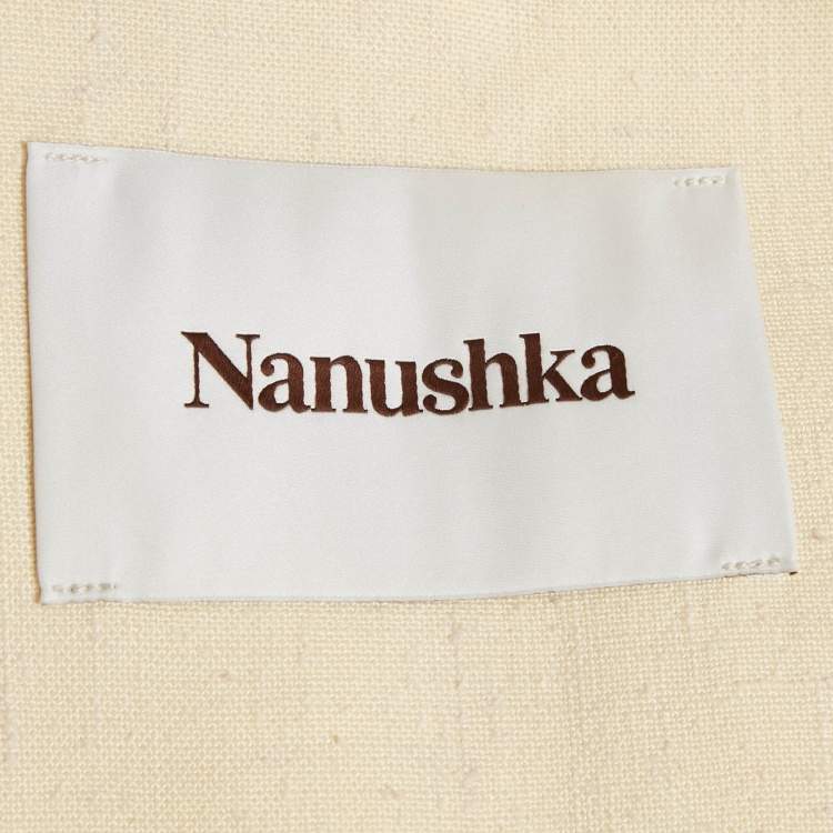 Pre Owned Nanushka Cream Tweed Waist Fitted Blazer XS
