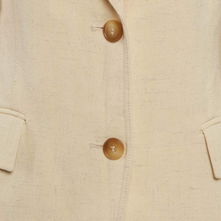 Pre Owned Nanushka Cream Tweed Waist Fitted Blazer XS