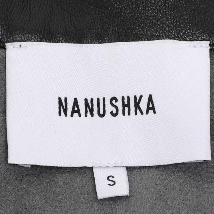 مملوكة مسبقًا Nanushka Black Vegan Leather Cropped Camp Shirt S