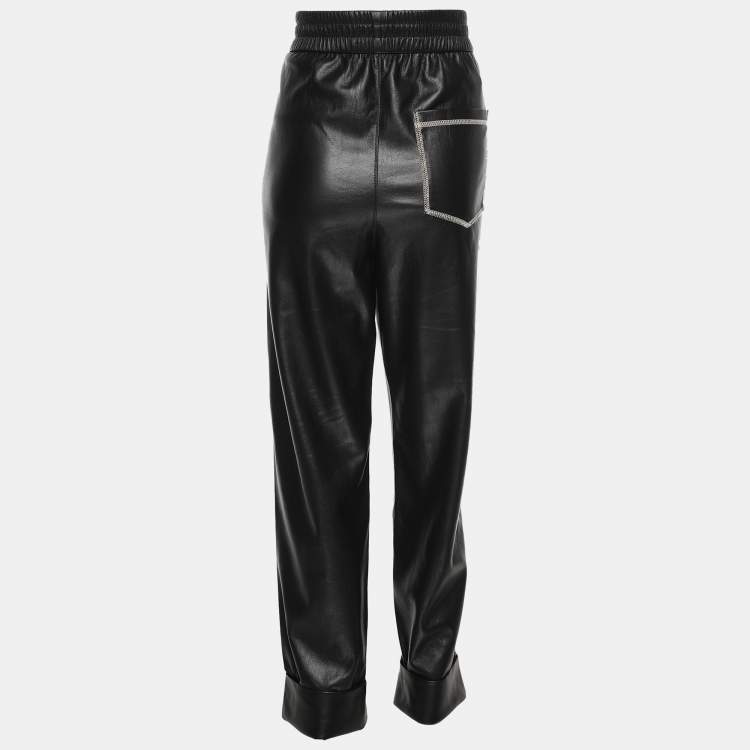 Pre Owned Nanushka Black Faux Leather Drawstring Harem Pant M