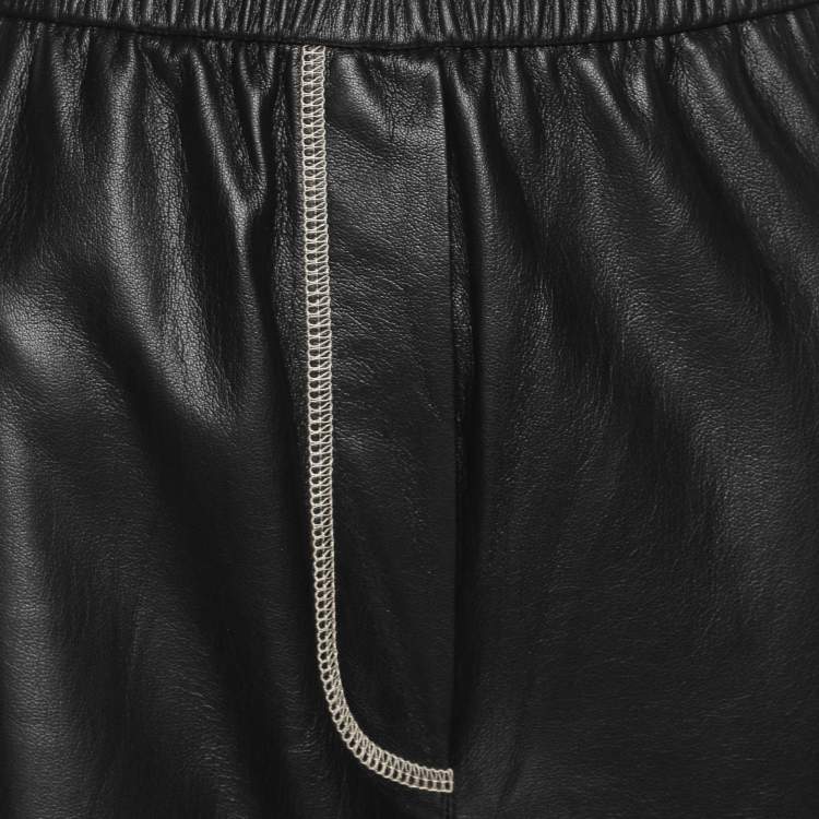 Pre Owned Nanushka Black Faux Leather Drawstring Harem Pant M