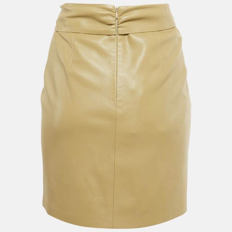 Pre Owned Nanushka Beige Vegan Leather Sarong Mini Skirt XS