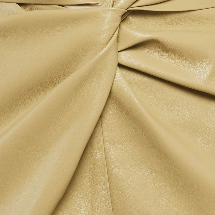 Pre Owned Nanushka Beige Vegan Leather Sarong Mini Skirt XS