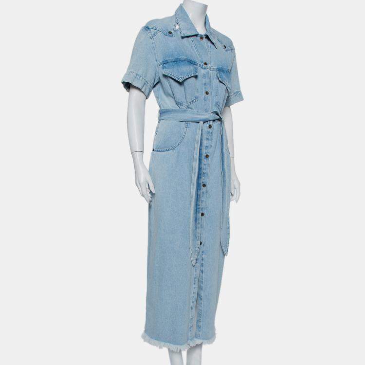 Warehouse belted denim clearance dress