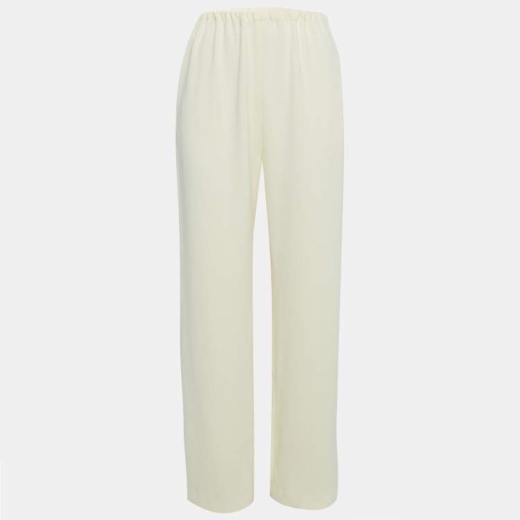 Pre Owned Nanushka Cream Crepe Elastic Waist Trousers M