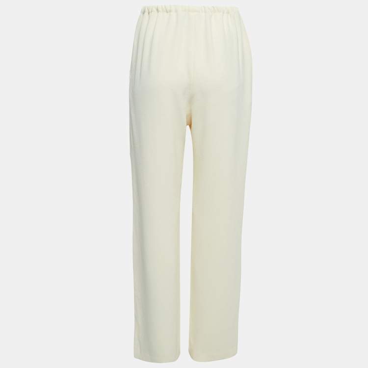 Pre Owned Nanushka Cream Crepe Elastic Waist Trousers M