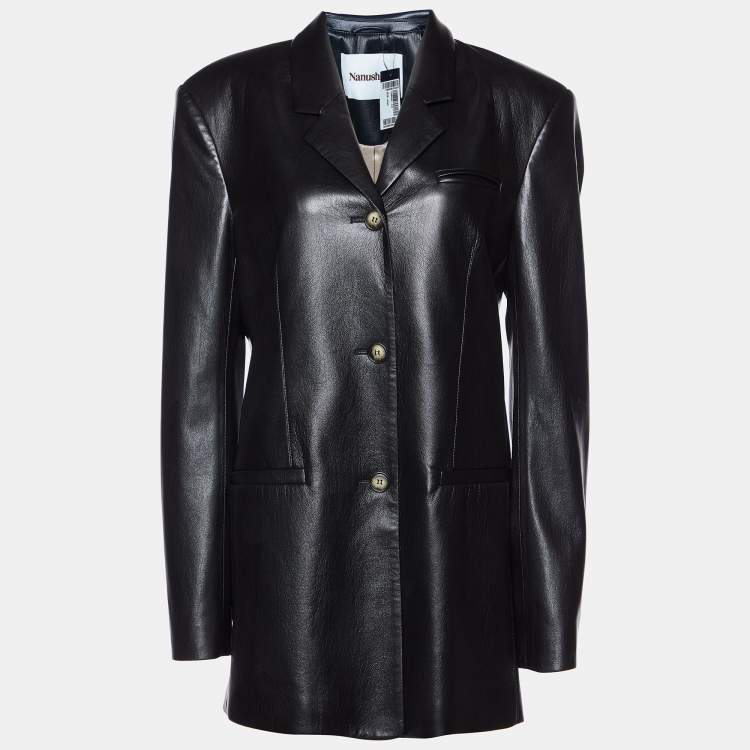 Pre Owned Nanushka Black Faux Leather Mersey Jacket S