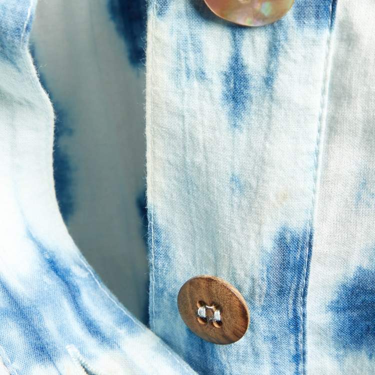Pre Owned Nanushka Blue Tie-Dye Print  Cotton Belted Long Dress XS