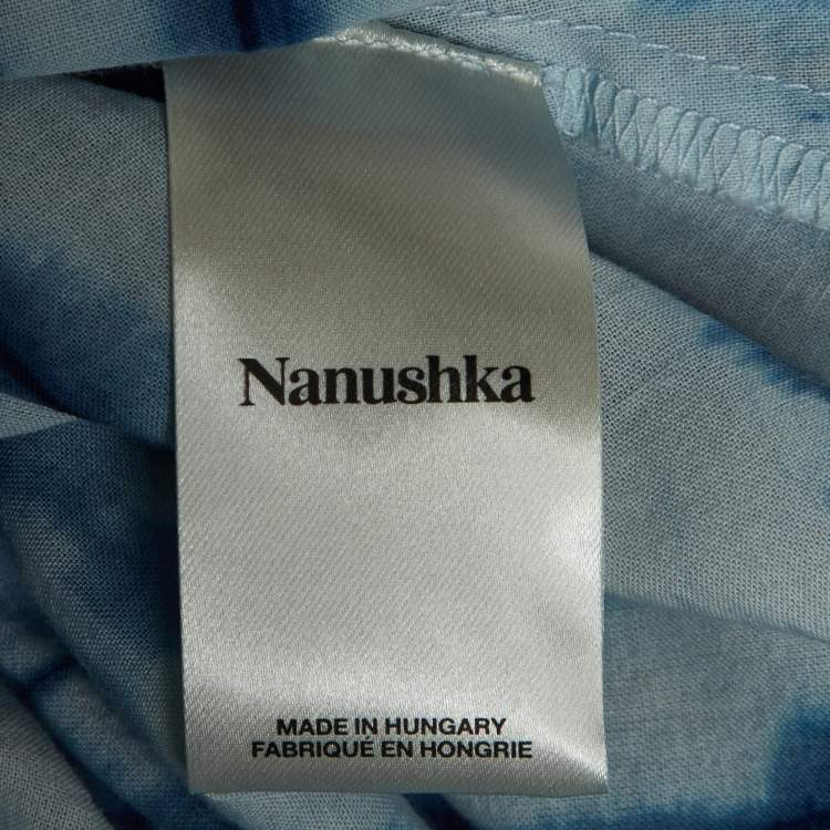 Pre Owned Nanushka Blue Tie-Dye Print  Cotton Belted Long Dress XS