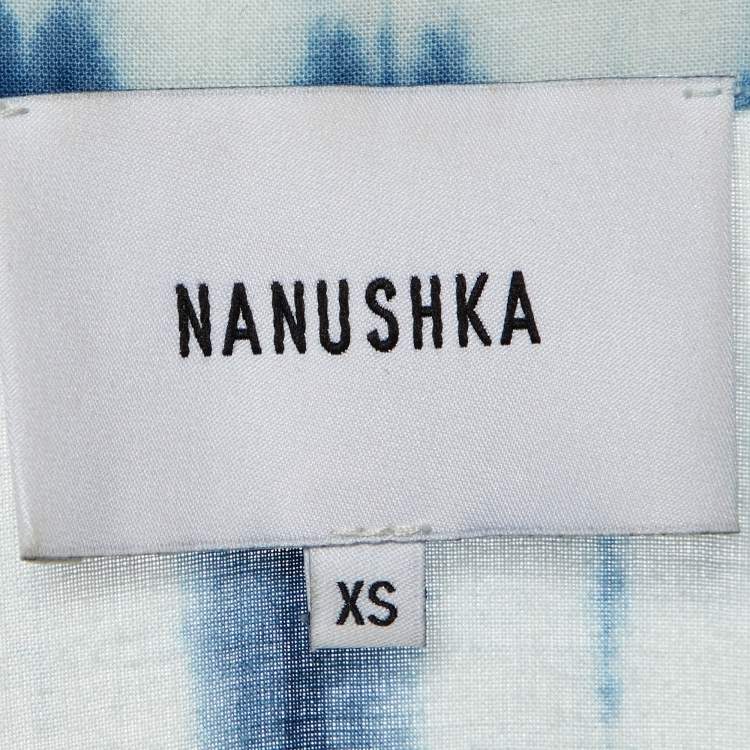 Pre Owned Nanushka Blue Tie-Dye Print  Cotton Belted Long Dress XS