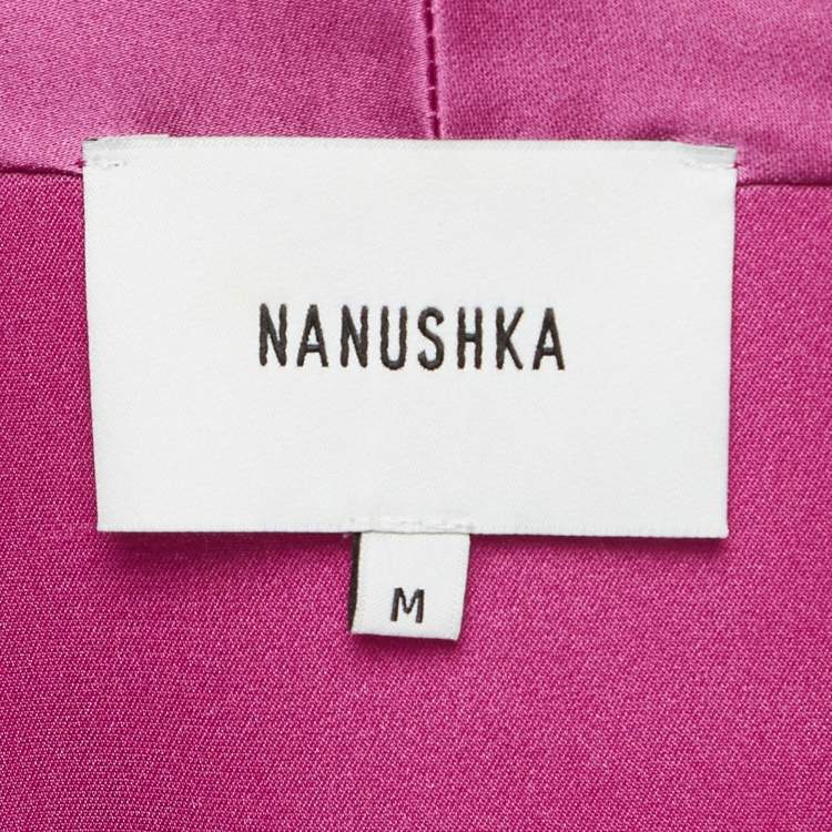 مملوكة مسبقًا Nanushka Pink Salome Satin Wrap Top M