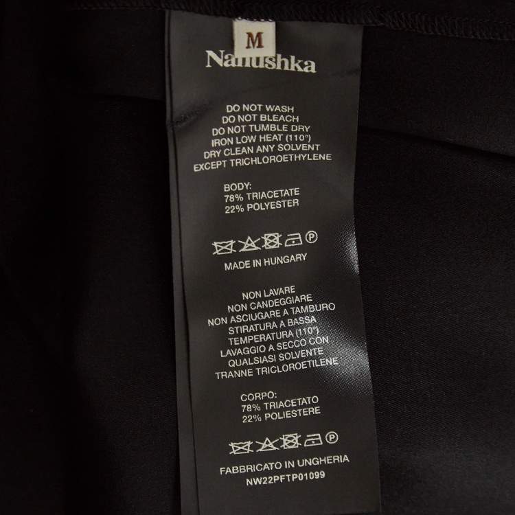 Pre Owned Nanushka Black Satin Draped Sleeveless Top M