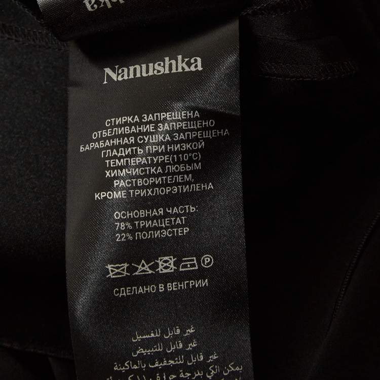Pre Owned Nanushka Black Satin Draped Sleeveless Top M