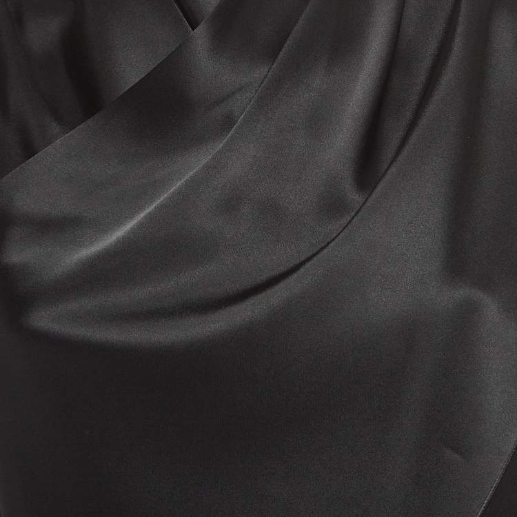 Pre Owned Nanushka Black Satin Draped Sleeveless Top M