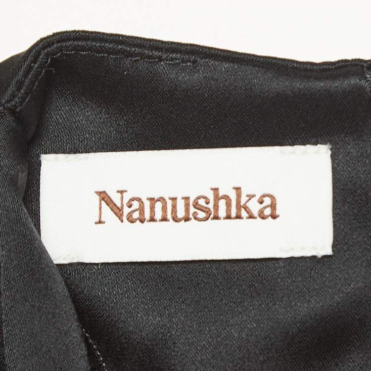 Pre Owned Nanushka Black Satin Draped Sleeveless Top M