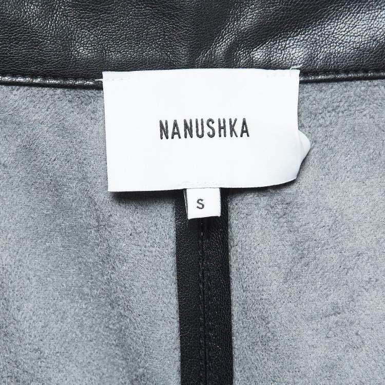 Pre Owned Nanushka Black Faux Leather Pleated Trousers S