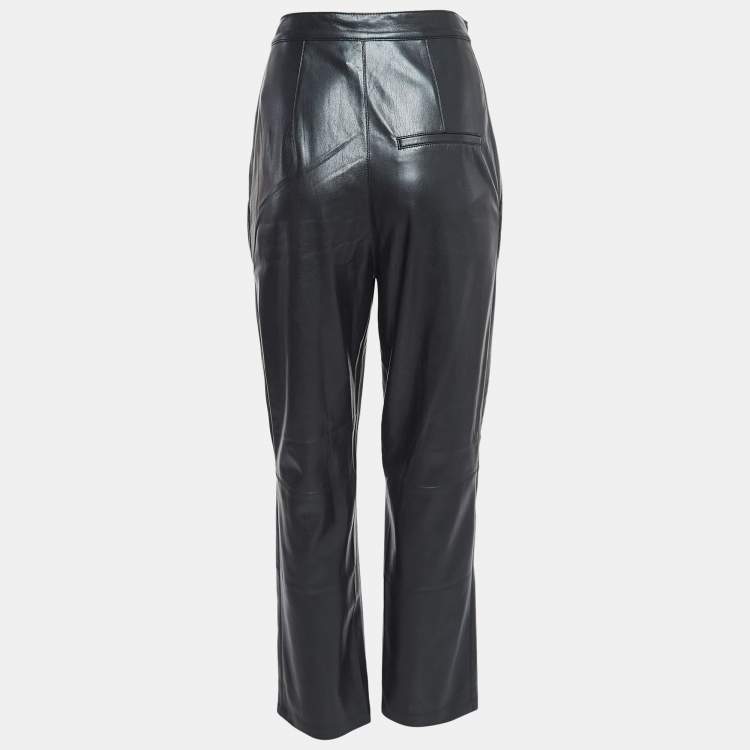 Pre Owned Nanushka Black Faux Leather Pleated Trousers S