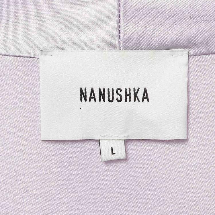 مملوكة مسبقًا Nanushka Light Purple Satin Belted Yuma Jumpsuit L
