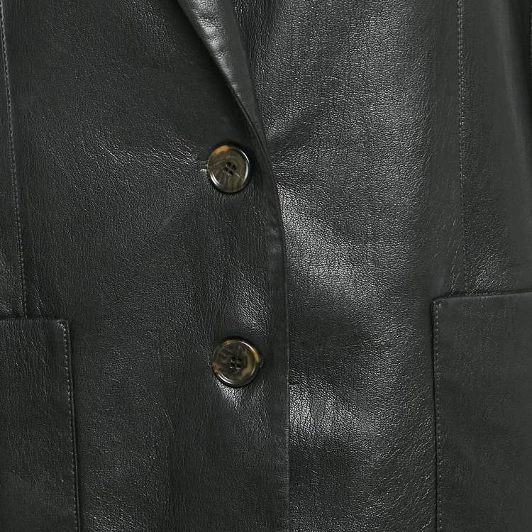 مملوكة مسبقًا Nanushka Black Faux Leather Buttoned Jacket S