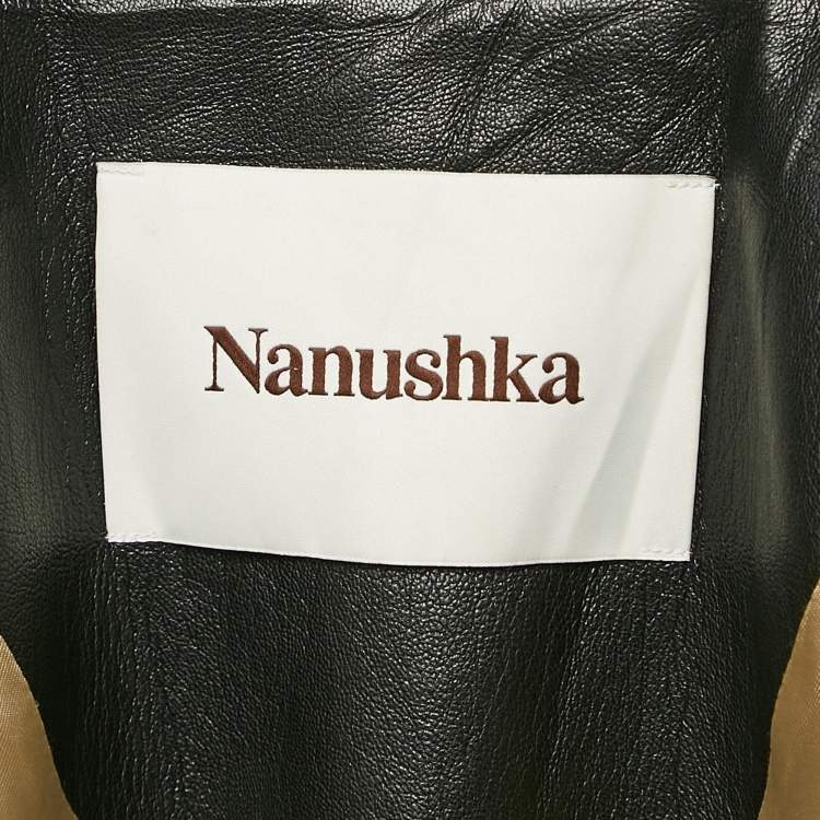 مملوكة مسبقًا Nanushka Black Faux Leather Buttoned Jacket S