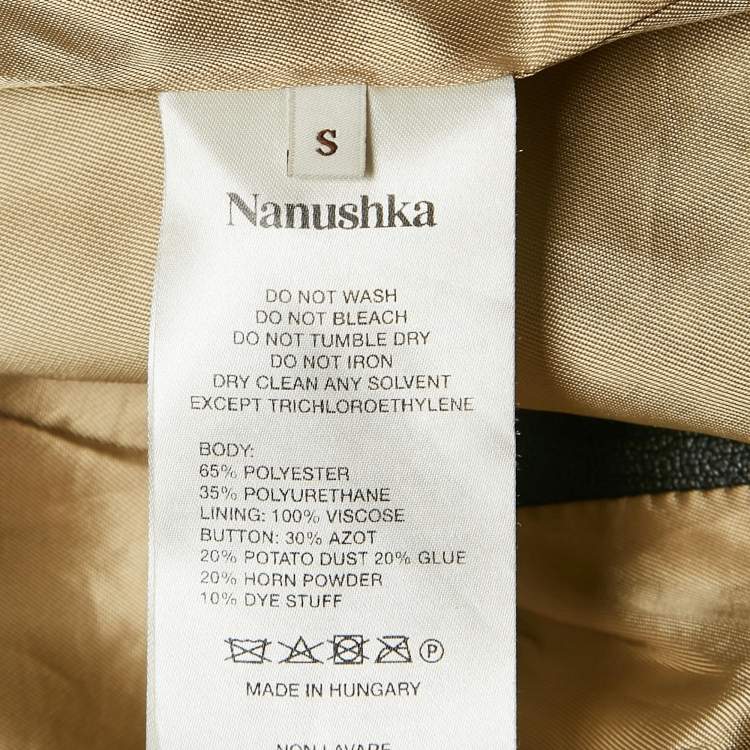 مملوكة مسبقًا Nanushka Black Faux Leather Buttoned Jacket S