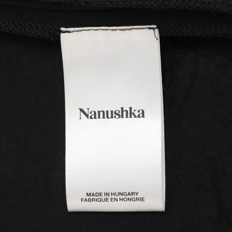 Pre Owned Nanushka Black Satin Twisted Neck Dress S
