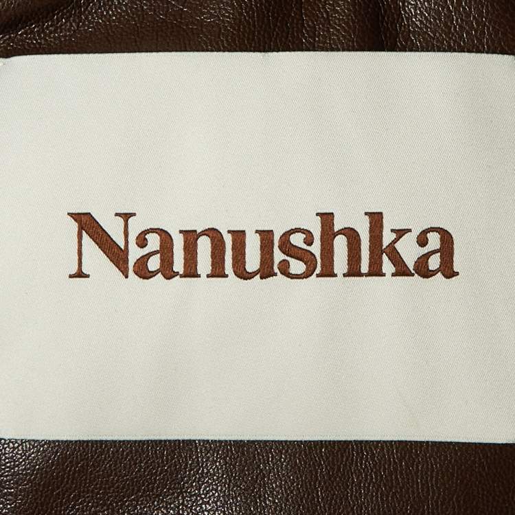 مملوكة مسبقًا Nanushka Dark Brown Quilted Faux Leather Vest Jacket M