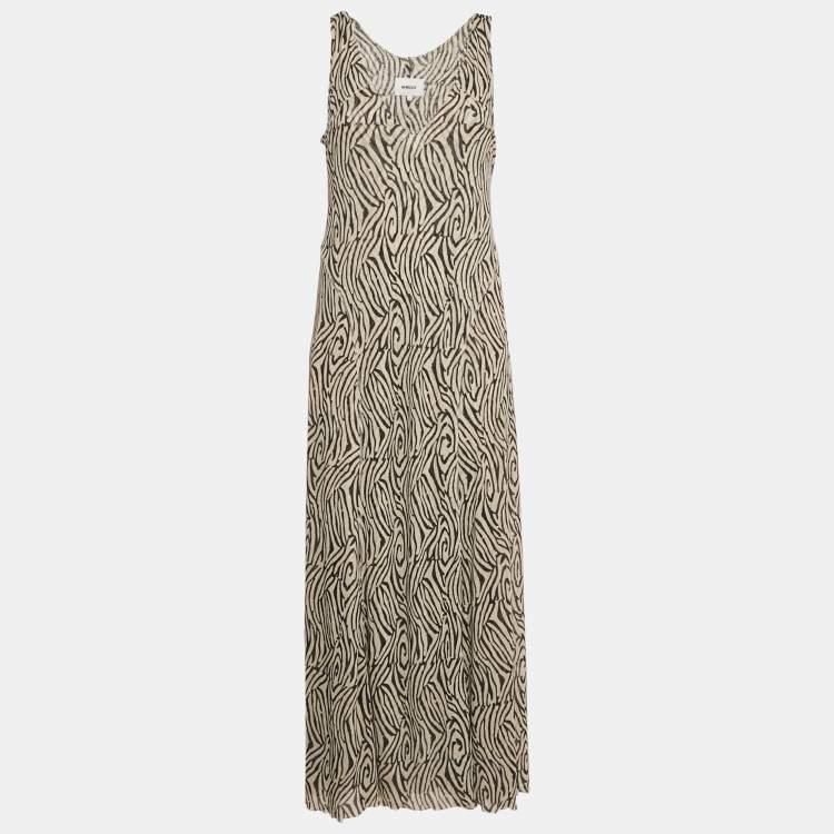 Pre Owned Nanushka Light Grey Printed Jersey Flared Maxi Dress L