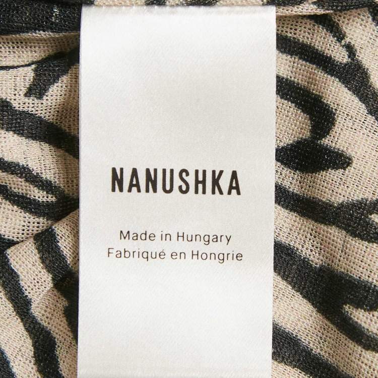 Pre Owned Nanushka Light Grey Printed Jersey Flared Maxi Dress L