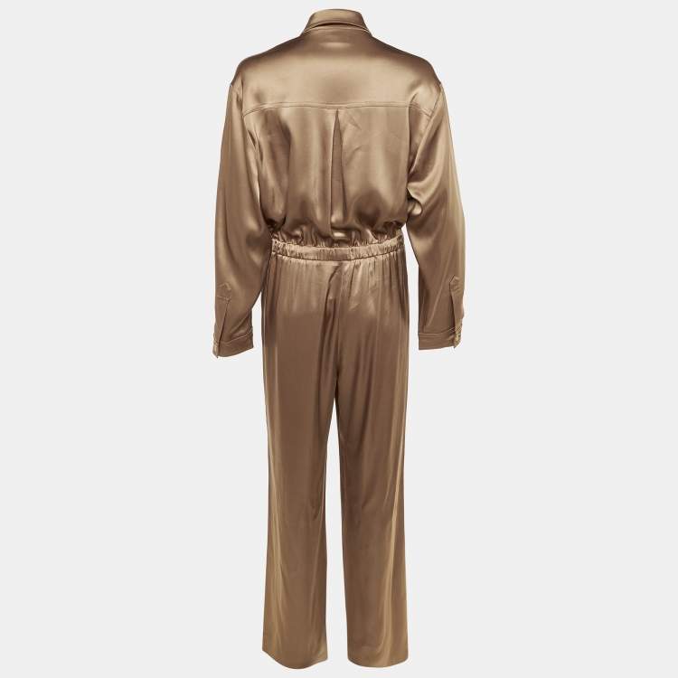 Pre Owned Nanushka Brown Stain Odella Jumpsuit M