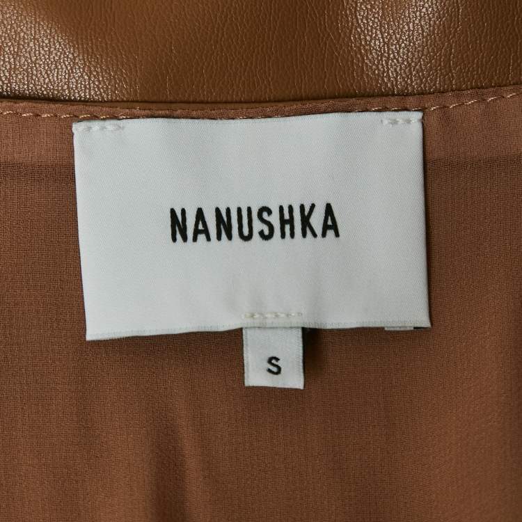 Pre Owned Nanushka Beige Faux Leather Mini Skirt S