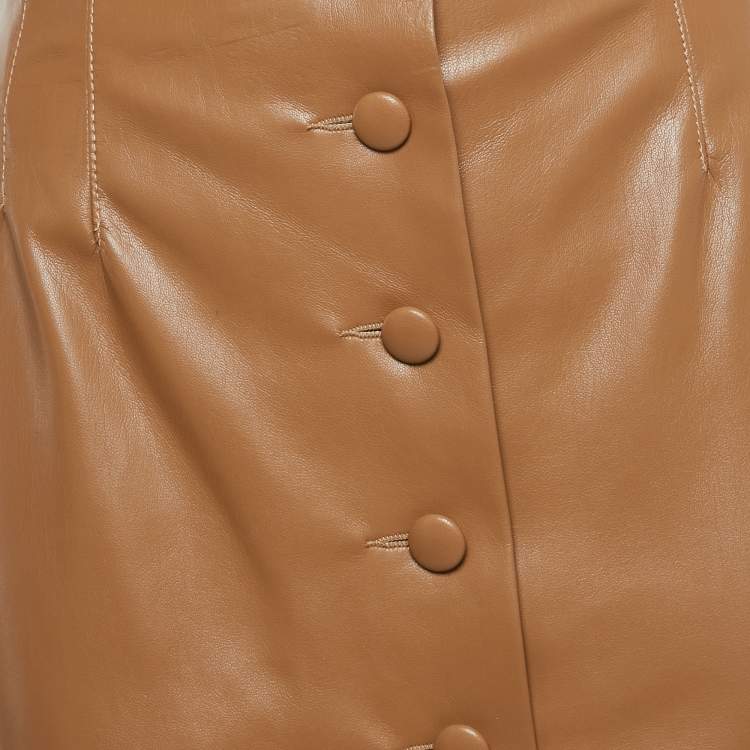 Pre Owned Nanushka Beige Faux Leather Mini Skirt S