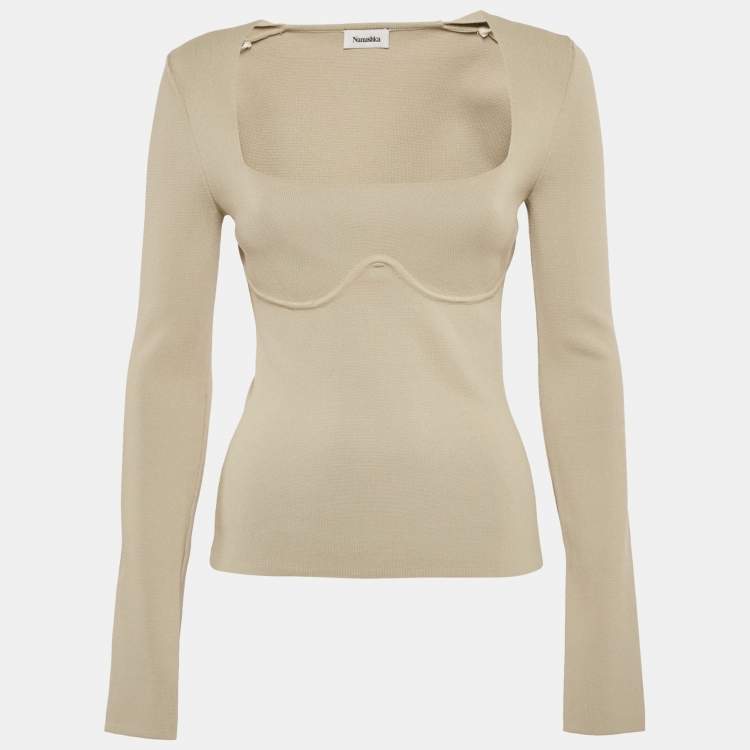 Pre Owned Nanushka Grey Stretch Knit Mio Top S