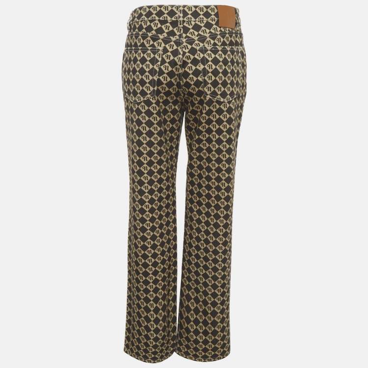 مملوكة مسبقًا Nanushka Black /Beige Monogram Denim Basma Jeans S Waist 27"