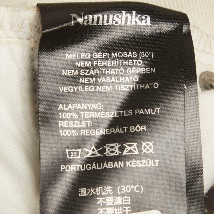 مملوكة مسبقًا Nanushka Black /Beige Monogram Denim Basma Jeans S Waist 27"