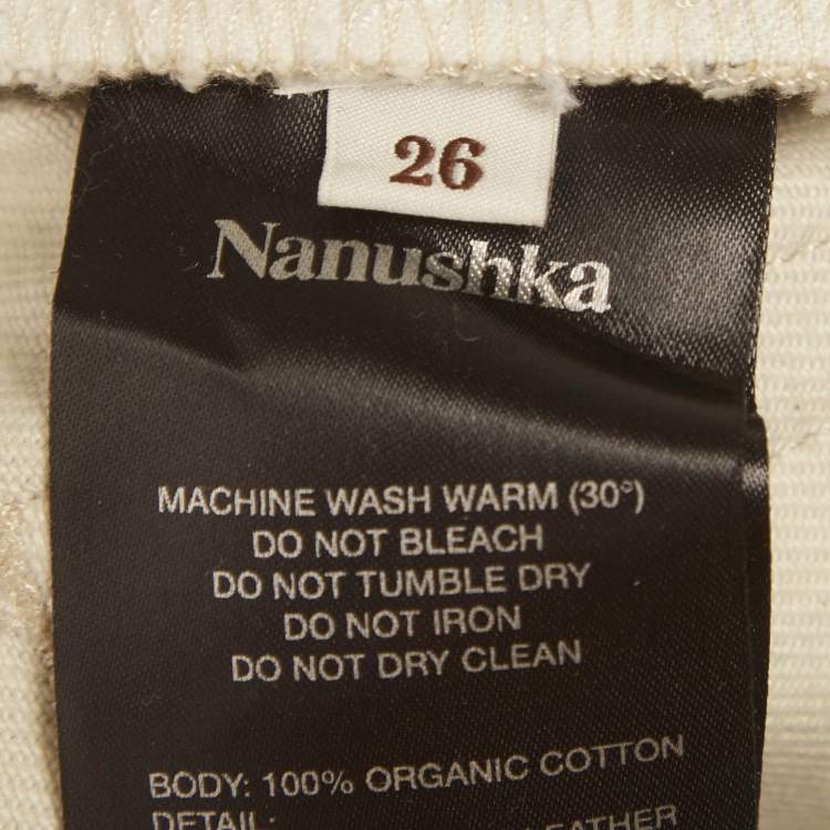 مملوكة مسبقًا Nanushka Black /Beige Monogram Denim Basma Jeans S Waist 27"