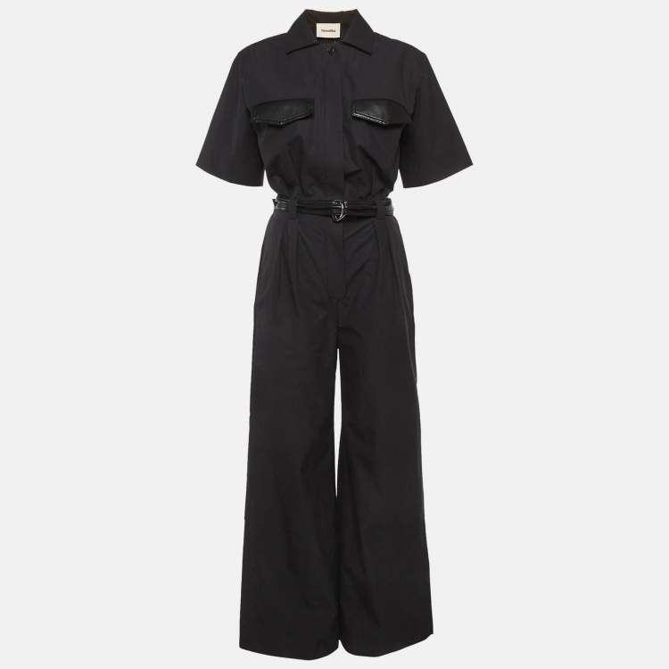 Pre Owned Nanushka Fabienne Black Cotton Wide Leg Jumpsuit S