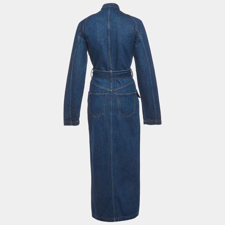 Pre Owned Nanushka Blue Denim Wrap Maxi Dress XS