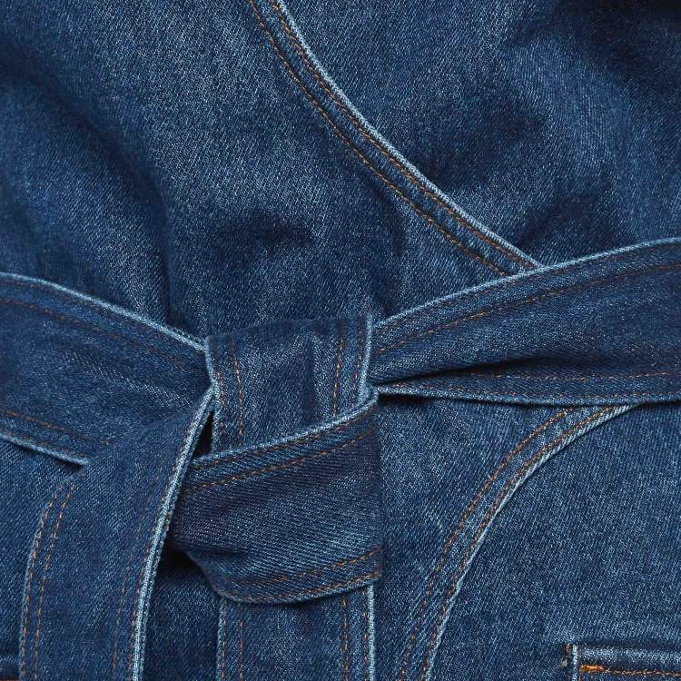 Pre Owned Nanushka Blue Denim Wrap Maxi Dress XS