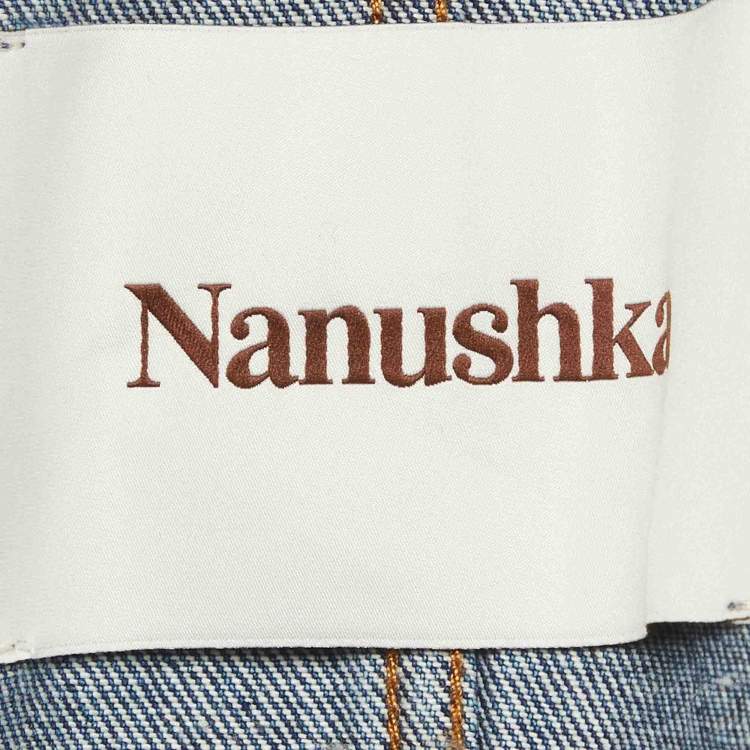 Pre Owned Nanushka Blue Denim Wrap Maxi Dress XS