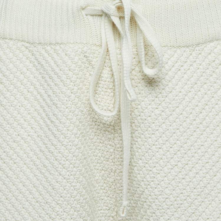 مملوكة مسبقًا Nanushka Cream Cotton Crochet Knit Drawstring Shorts M