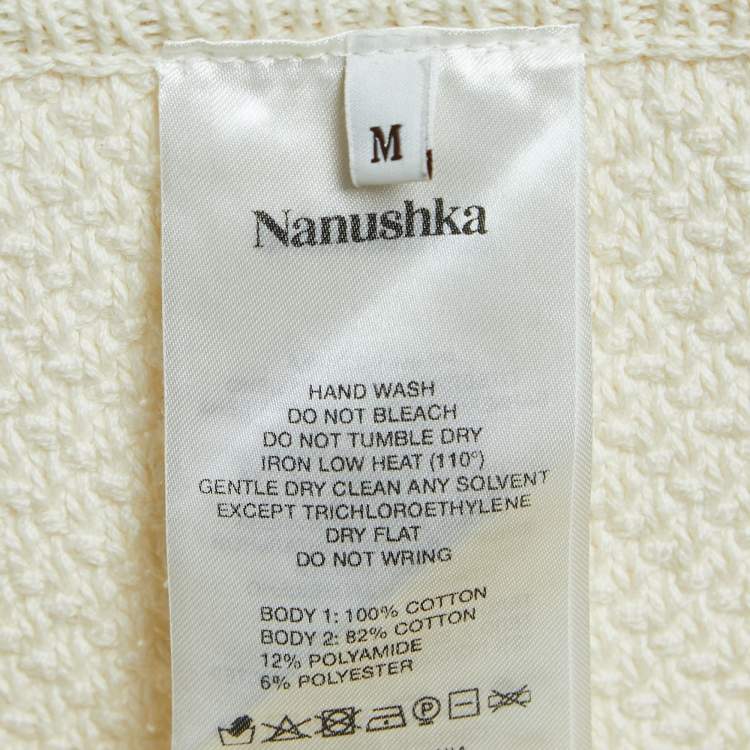 مملوك�ة مسبقًا Nanushka Cream Cotton Crochet Knit Drawstring Shorts M