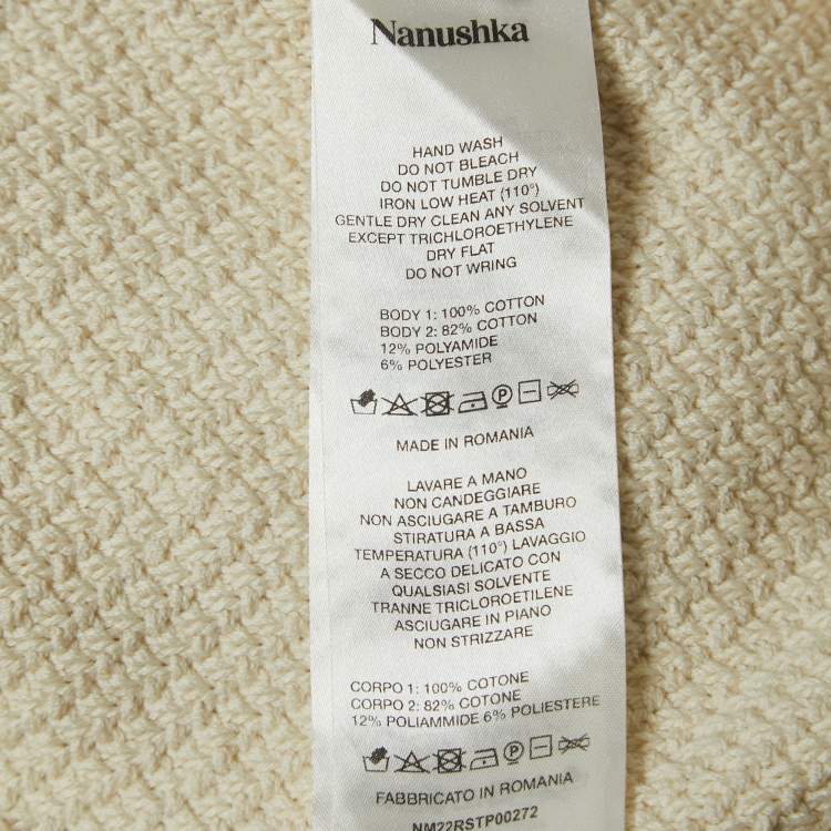 Pre Owned Nanushka Off White Crochet Knit Polo T-Shirt M