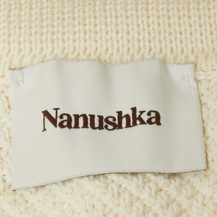 Pre Owned Nanushka Off White Crochet Knit Polo T-Shirt M