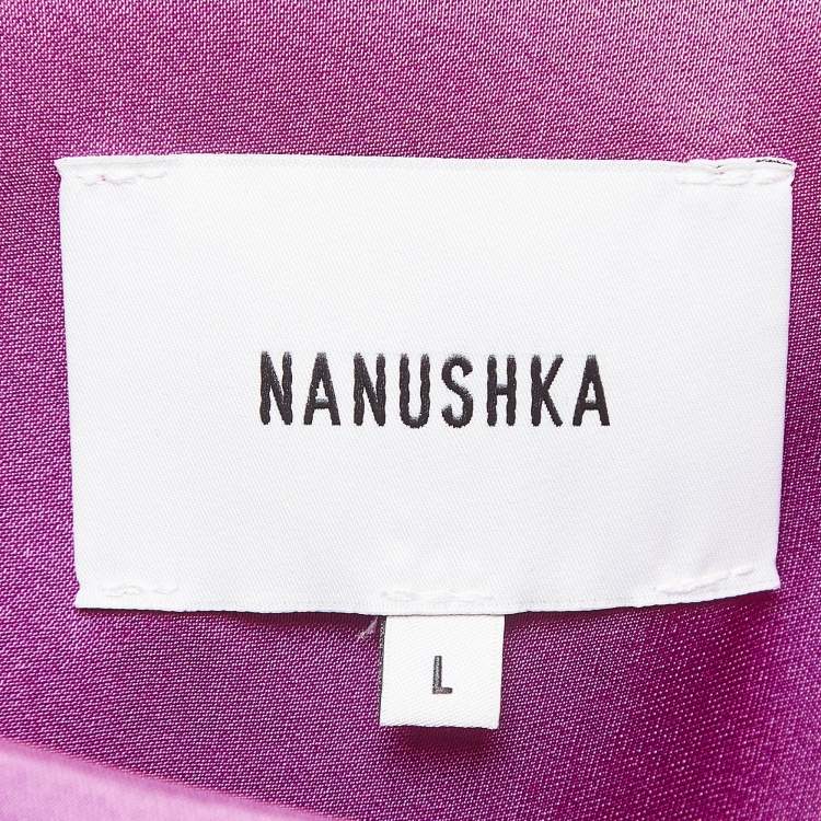 Pre Owned Nanushka Pink Satin Tie-Up Halter Neck Avalon Top L