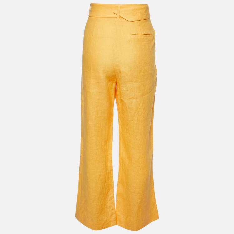 مملوكة مسبقًا Nanushka Orange Linen Wide Leg Trousers M
