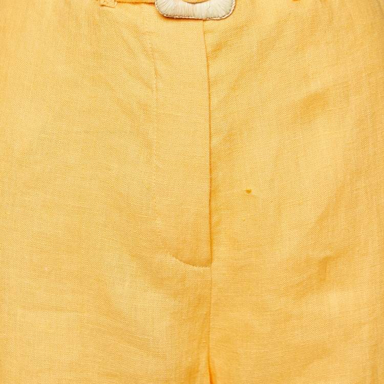 مملوكة مسبقًا Nanushka Orange Linen Wide Leg Trousers M