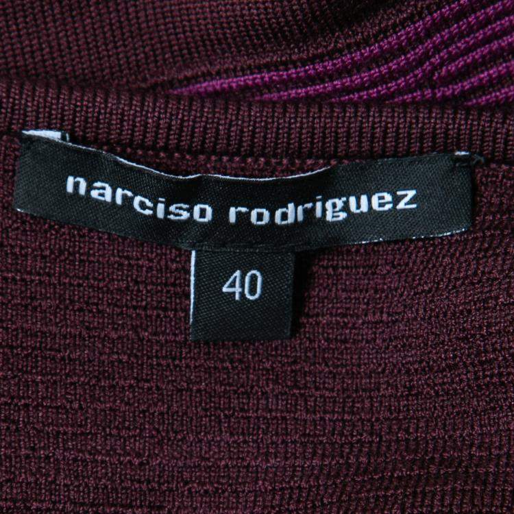 Pre Owned Narciso Rodriguez Purple Silk Knit Cut Out Yoke Sleeveless Sheath Dress S