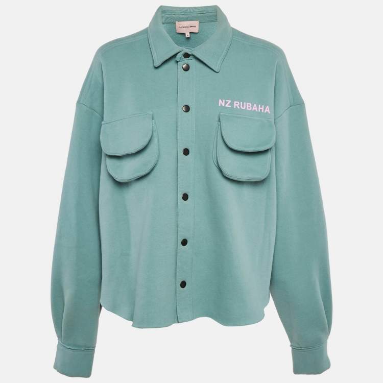 مملوكة مسبقًا Natasha Zinko Blue Cotton Blend Knit Button Front Jacket S